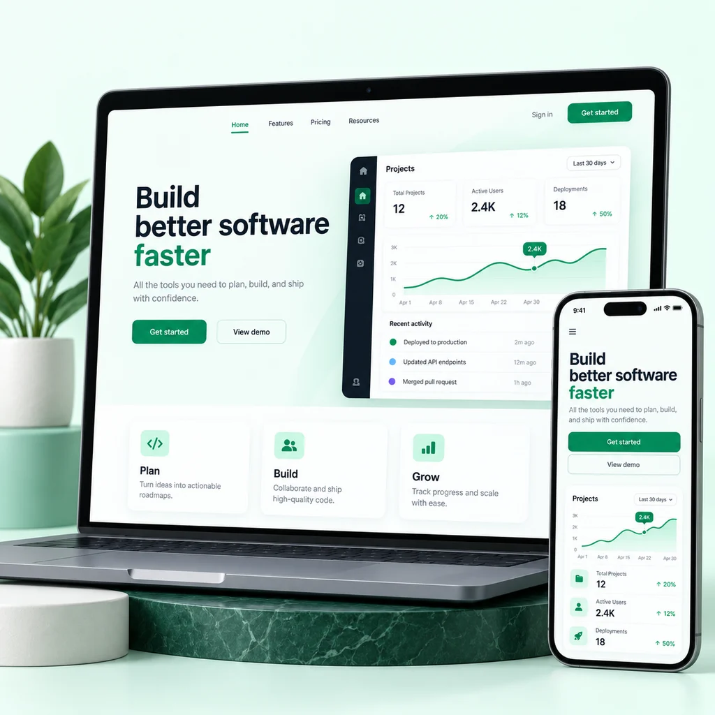 Responsive SaaS Landing Page Mockup
