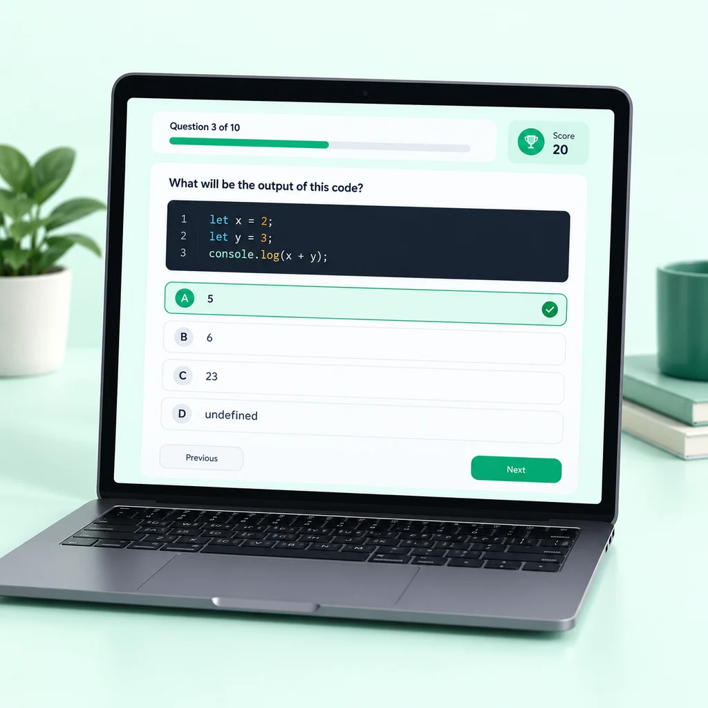 Interactive quiz console app mockup