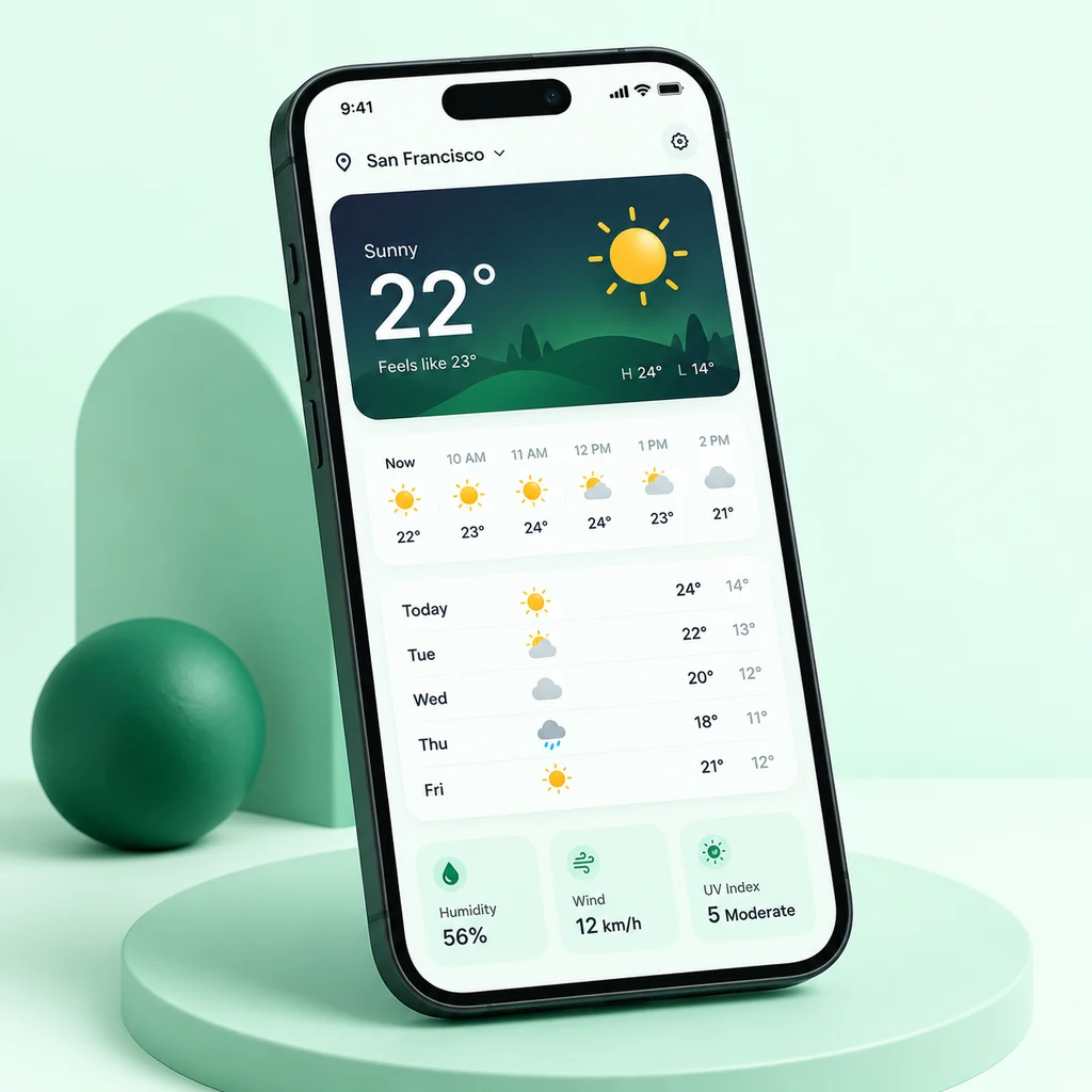 Weather API dashboard mockup