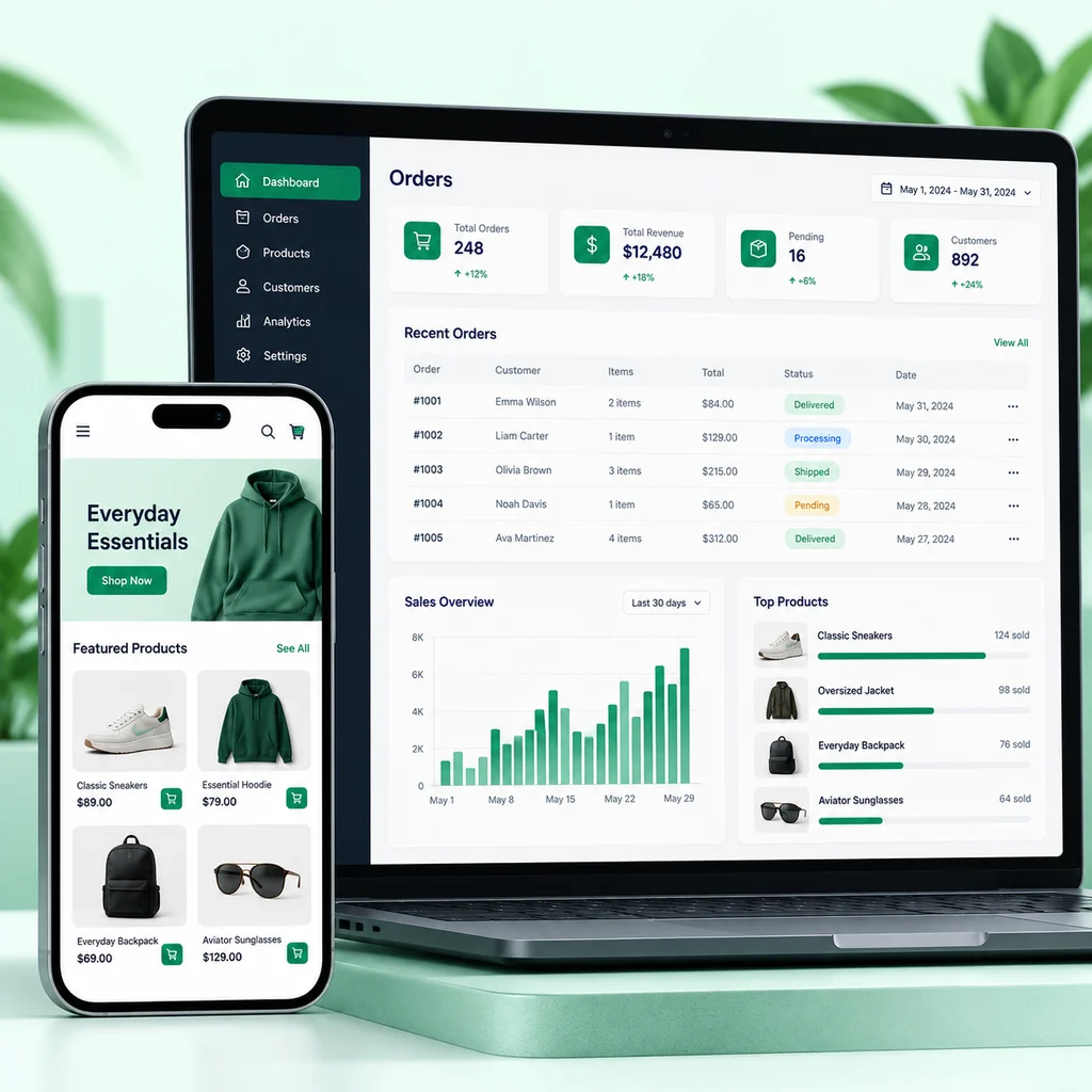 Full-stack e-commerce store project with React, Express and MySQL
