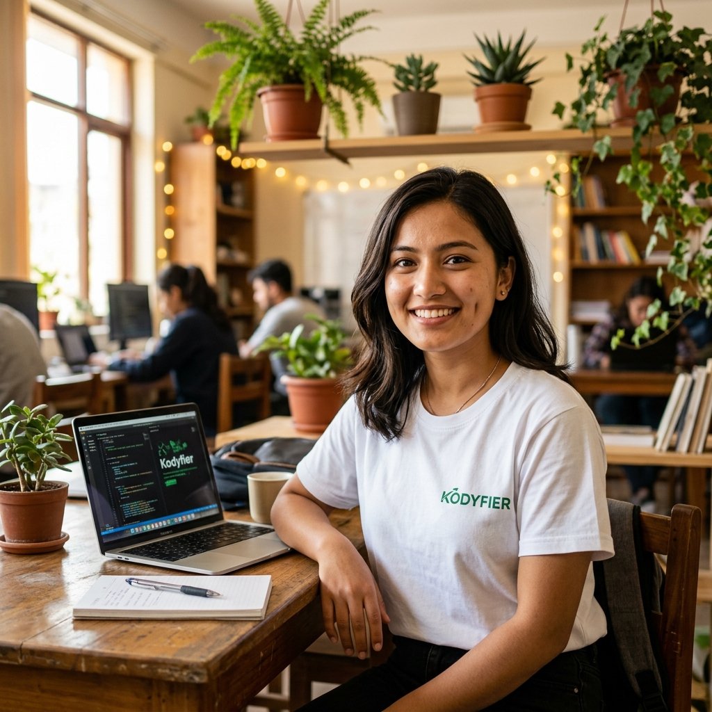 Student attending live React JS online classes on Kodyfier