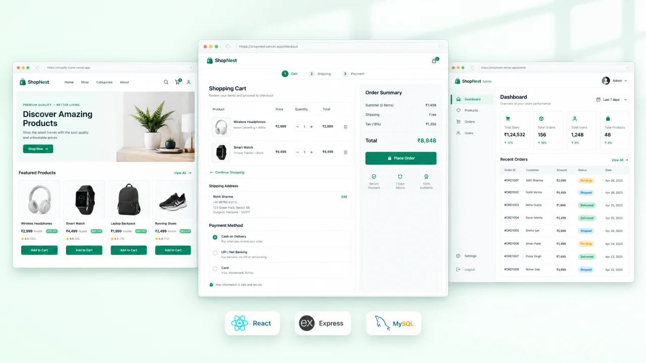 Full-stack e-commerce store project with React, Express and MySQL