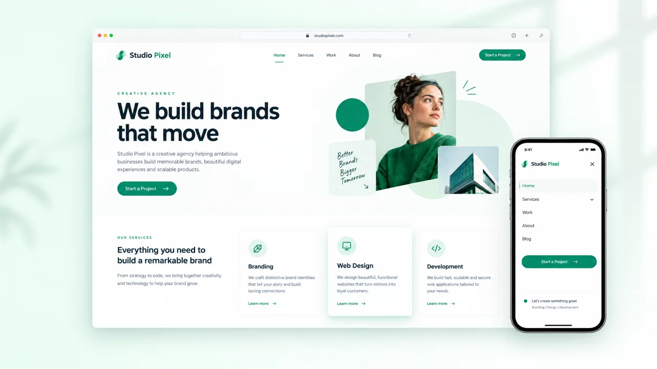 Responsive agency website project built with HTML, CSS and JavaScript
